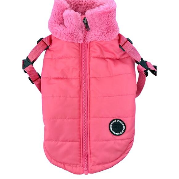 Puppia Donavan Coat with built in harness hot pink comfy warm dog jacket SZ LG - Picture 4 of 9